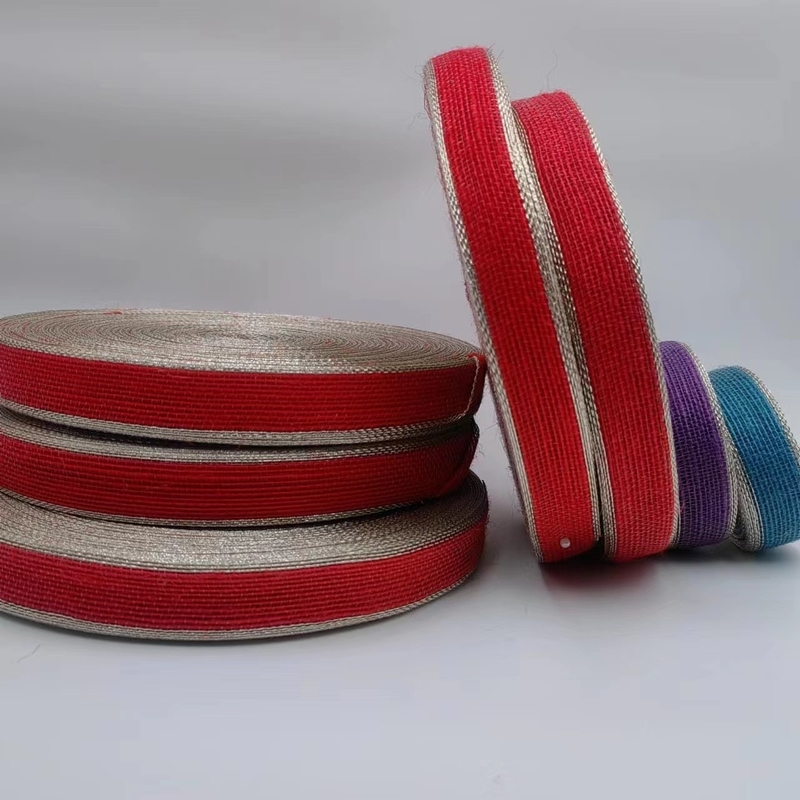 Colorful Edge Fishing Thread Jute Ribbon Curtain Hook Fabric Ribbon for Bag Belt
