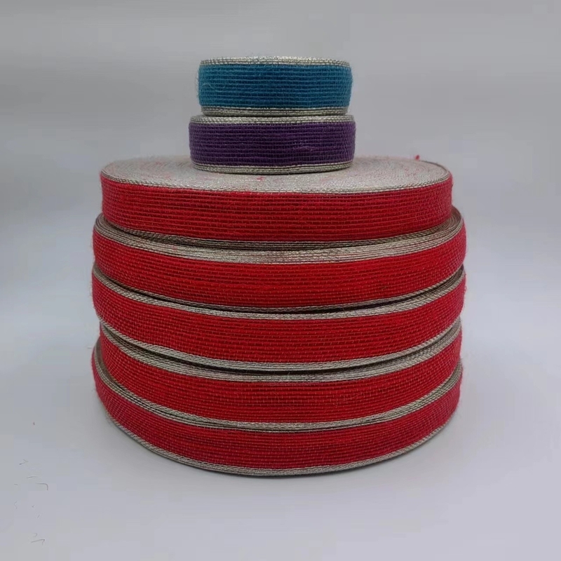 Colorful Edge Fishing Thread Jute Ribbon Curtain Hook Fabric Ribbon for Bag Belt