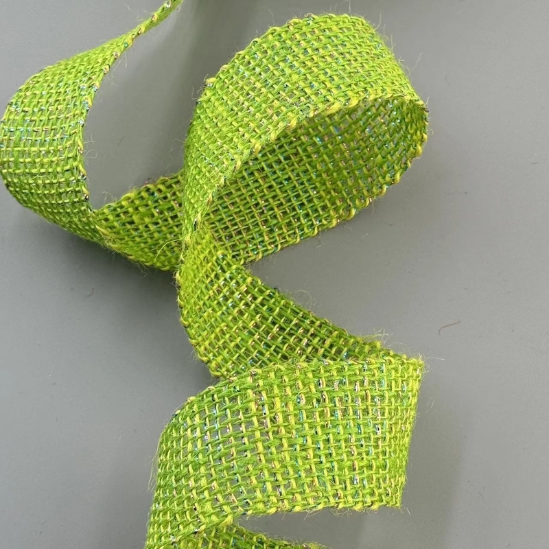 Plain 4 Cm Christmas Decorative Jute Ribbon 100% Jute Red Orange Silver Colorful