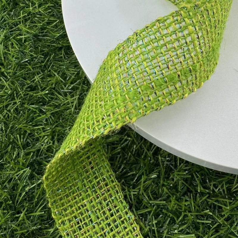 Plain 4 Cm Christmas Decorative Jute Ribbon 100% Jute Red Orange Silver Colorful